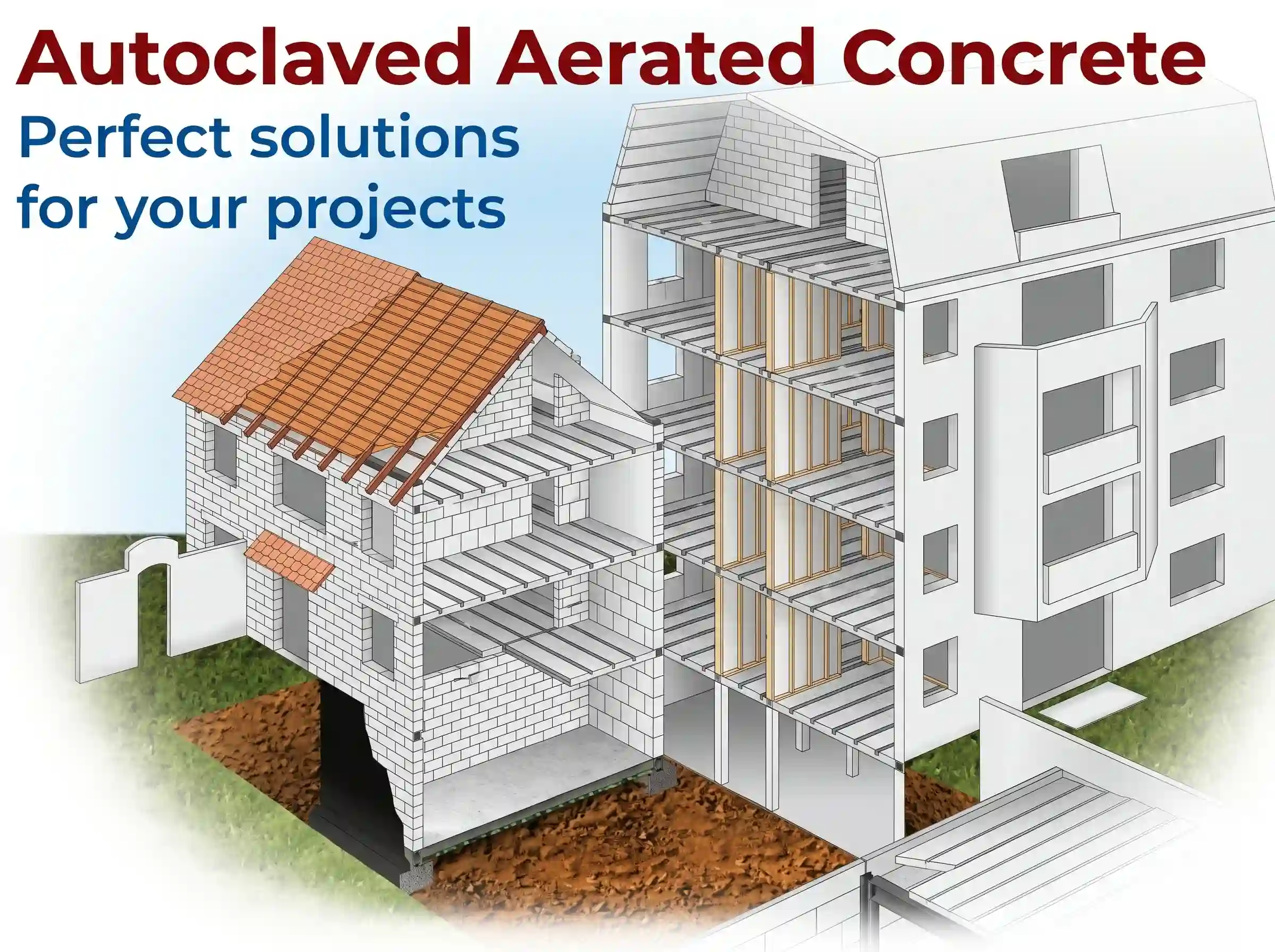 Autoclaved aerated concrete products manufactured by MHE Group